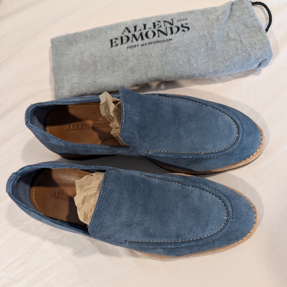 Allen Edmonds Blue suede Denali Loafers 8.5 EEE